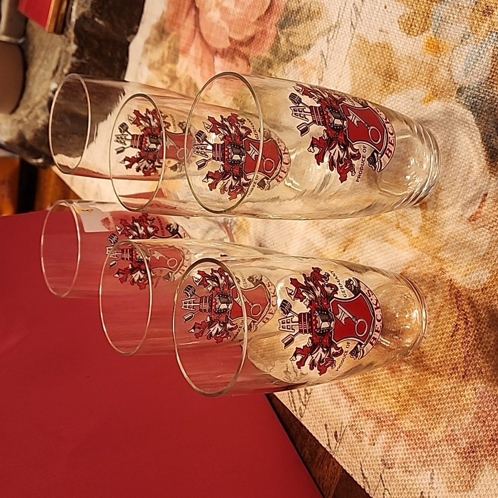 Vintage German Small Pilsner Glass Lot Of5 Becks,41/2"tall, 2"wide